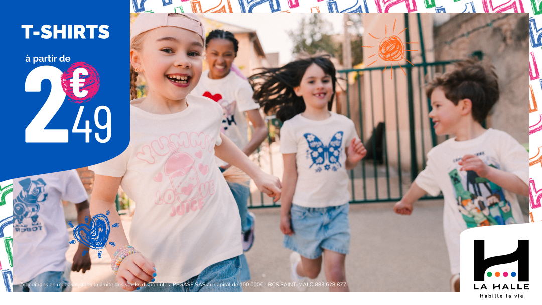 T-SHIRT ENFANT À PETITS PRIX À LA HALLE !
