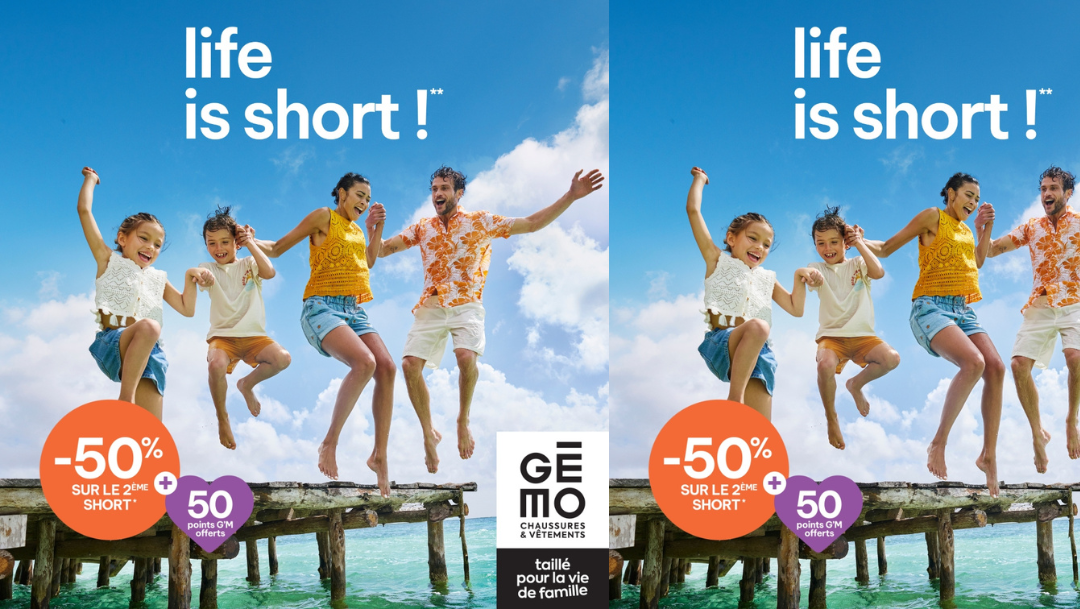 -50% sur le 2ème short chez Gémo*