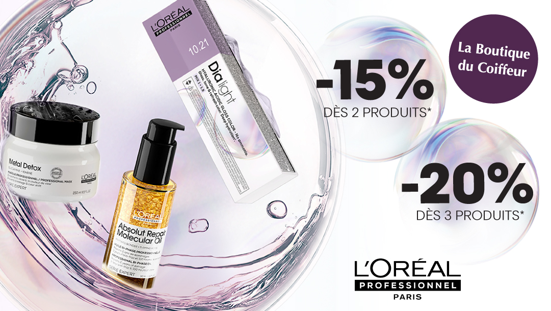 -15% dès 2 produits achetés et -20% dès 3 produits achetés